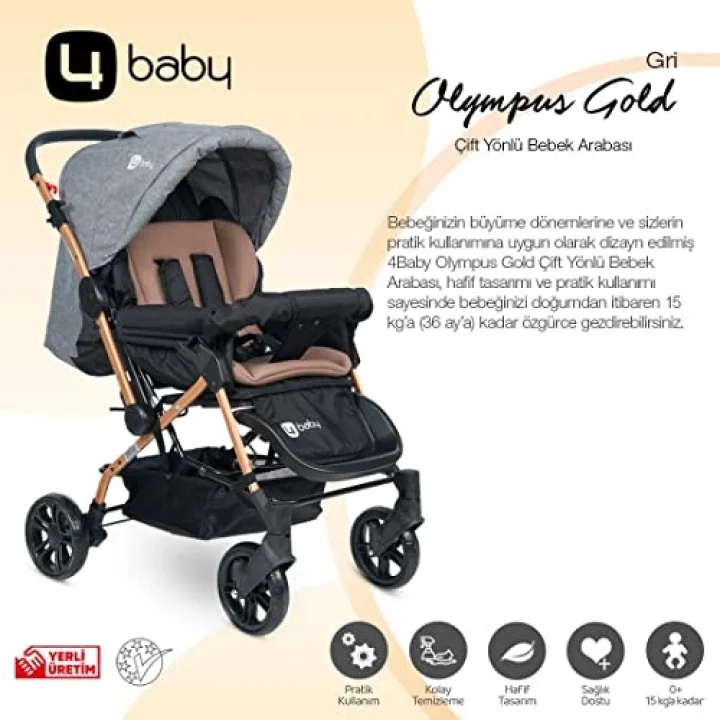 AB-360 Olympus Gold Çift Yönlü Bebek Arabası Antrasit