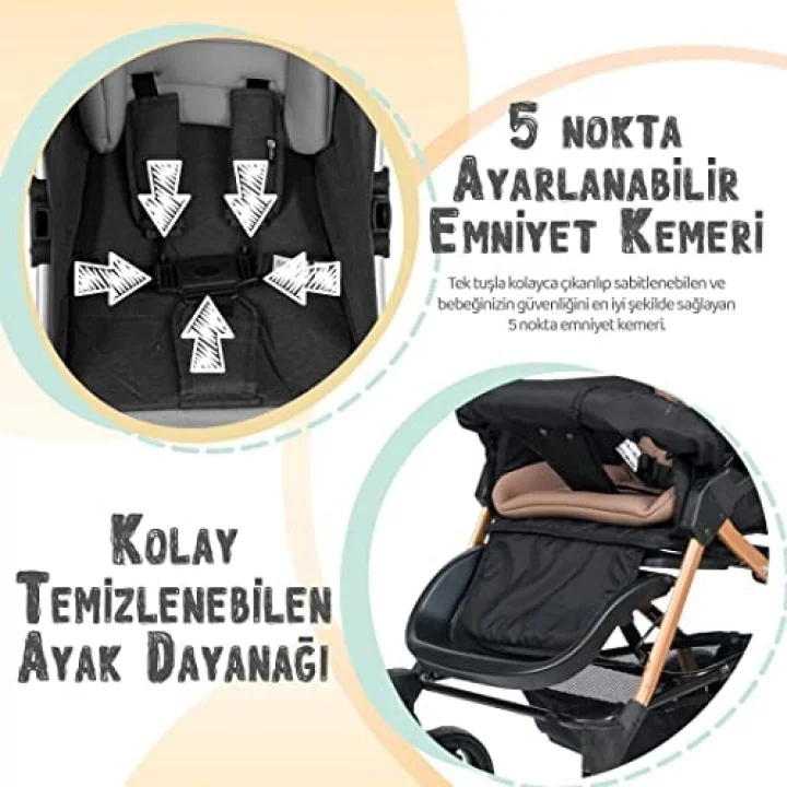 AB-360 Olympus Gold Çift Yönlü Bebek Arabası Antrasit