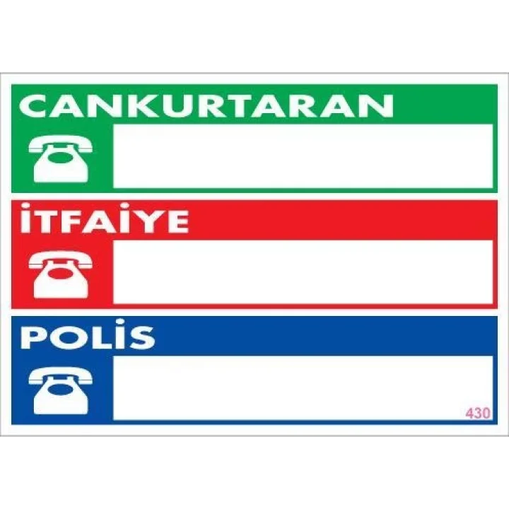 Mey İthalat® Acil Durum Telefon Levhası 25x35 KOD:430