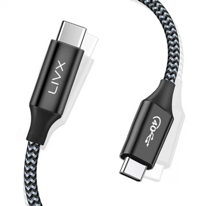 Action Thunderbolt 4 Type C Kablo 100 W PD Şarj 1.8 Metre 40 Gbps Veri ve Görüntü Aktarım Kablosu Örgülü Kablo TH02