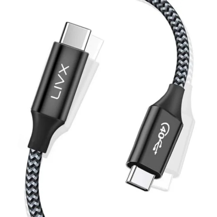 Action Thunderbolt 4 Type C Kablo 100 W PD Şarj 1.8 Metre 40 Gbps Veri ve Görüntü Aktarım Kablosu Örgülü Kablo TH02