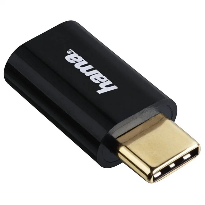 Adaptör, Micro USB Soket- USB -C Fiş, Siyah