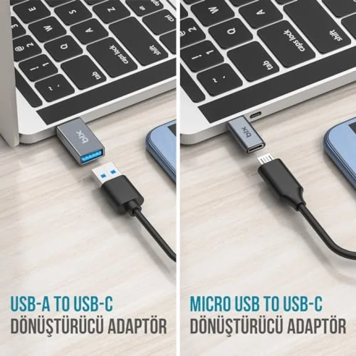 ADP-04 2si 1 Arada Type-C Micro USB ve USB Çevirici Dönüştürücü Adaptör