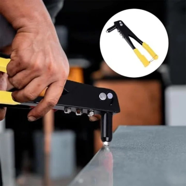 AEE® 4 Uçlu Profesyonel Perçin Tabancası Seti – 2.4/3.2/4.0/4.8 mm Başlık + 40 Adet Alüminyum Perçin + Anahtar | Metal, Plastik ve Deri Delme & Sabitleme Aracı
