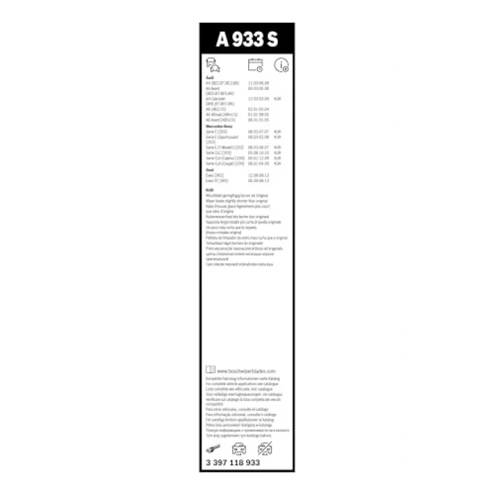 Aerotwin Silecek Seti Mercedes C Serisi W203 (2004-2007), Audi A4 B7 (2004-2008) [550/550 mm] A933S 3397118933