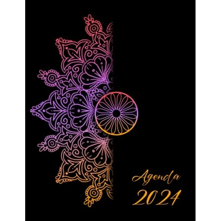 Agenda 2024: Semainier 1 Semaine sur 2 Pages avec Heure, 12 mois de janvier à décembre 2024.