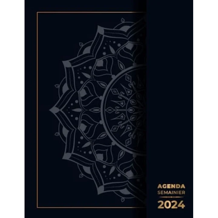 Agenda semainier 2024: Planificateur professionnel grand format, 2 pages par semaine, vacances scolaires en français, mandala