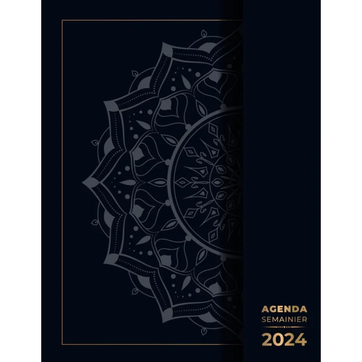 Agenda semainier 2024: Planificateur professionnel grand format, 2 pages par semaine, vacances scolaires en français, mandala