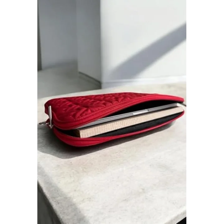 Aggu Bebe iPad Air Pro, Matepad, Galaxy Tablet Kılıfı, Kapitoneli, Omuz Askılı, Kırmızı, Kapaklı, 11-12 İnç Uyumlu