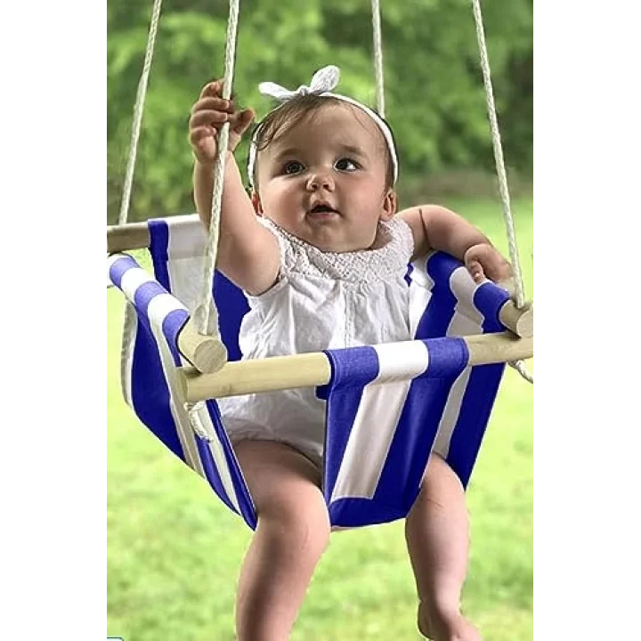 Ahşap Bebek Salıncağı (Mavi)