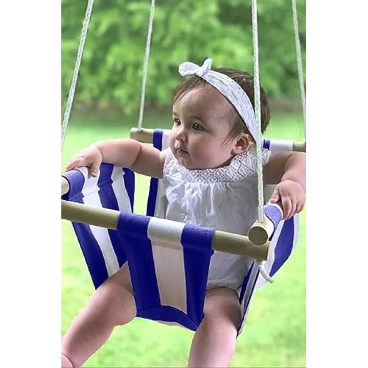Ahşap Bebek Salıncağı (Mavi)