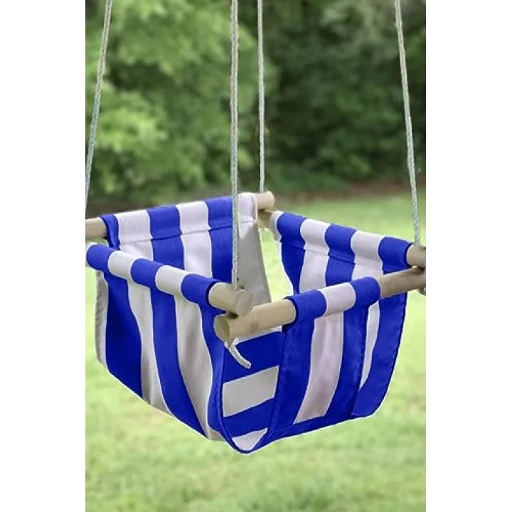Ahşap Bebek Salıncağı (Mavi)