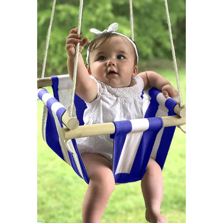 Ahşap Bebek Salıncağı (Mavi)