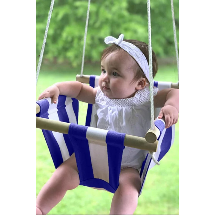 Ahşap Bebek Salıncağı (Mavi)