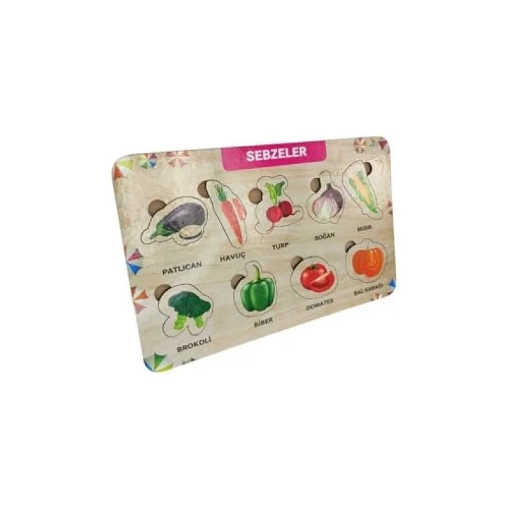 Ahşap Bultak Sebzeler Puzzle Eğitici Oyuncak 12991453852
