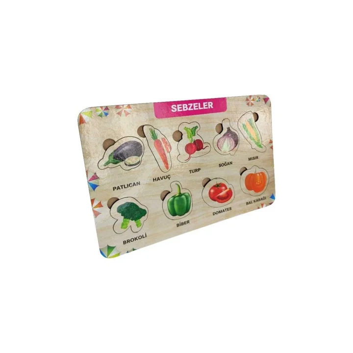 Ahşap Bultak Sebzeler Puzzle Eğitici Oyuncak 12991453852