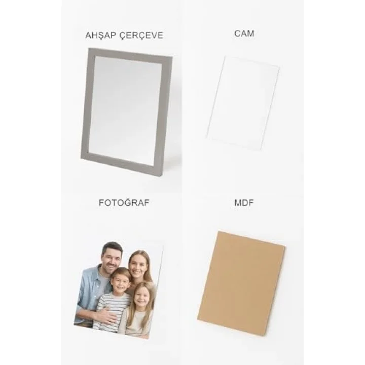 Ahşap Resim Çerçevesi 4lü Set Halinde 13 x 18 cm boyutunda