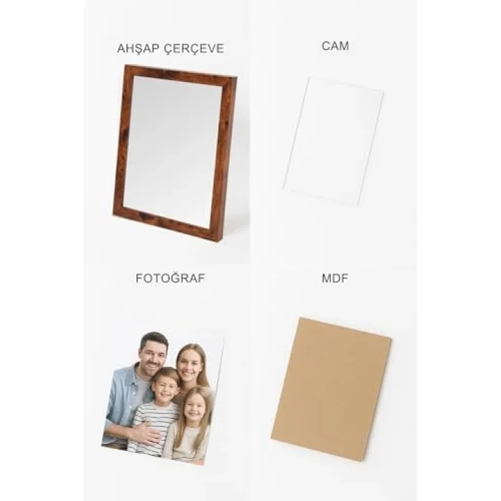 Ahşap Resim Çerçevesi 4lü Set Halinde 13 x 18 cm boyutunda
