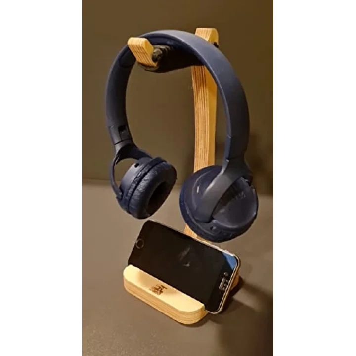 Ahşap telefon tutuculu kulakık standı