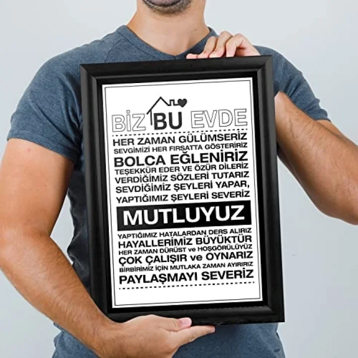 Ailenize Özel Dekoratif Ev Hediyesi Baskılı Çerçeve 24x33x1 cm