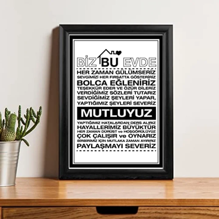 Ailenize Özel Dekoratif Ev Hediyesi Baskılı Çerçeve 24x33x1 cm
