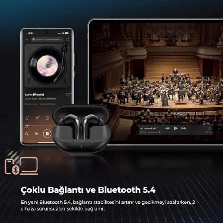 Air5 Pro Hi-Res LDAC ANC TWS Kablosuz Bluetooth 5.4 Kulaklık Siyah