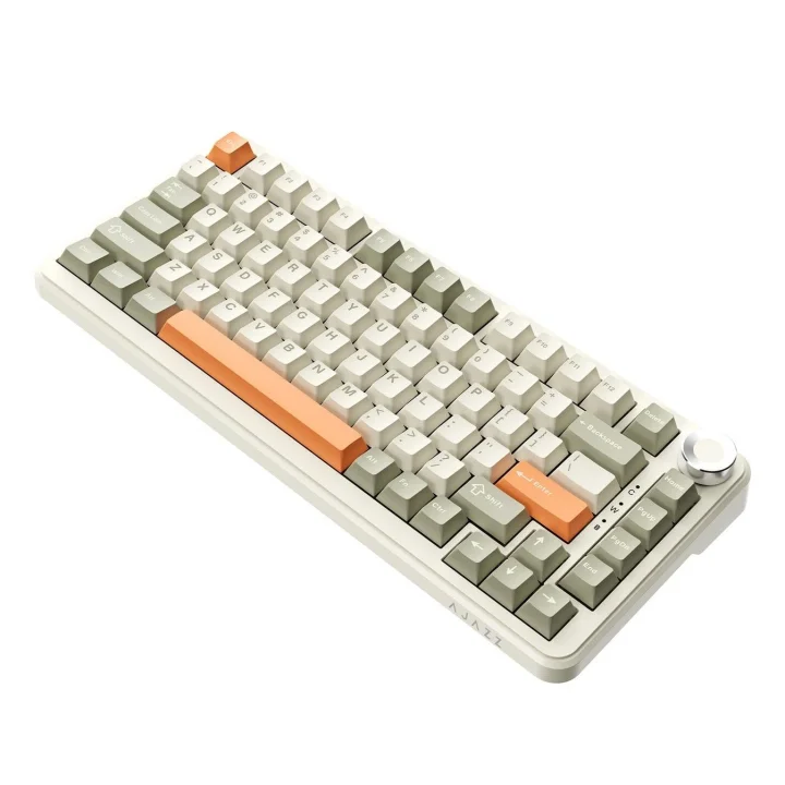 Ajazz Ak820 Max 8000mAh Batarya, Dinamik RGB, Hot-Swap 3 Modlu Mekanik Klavye Oyun Klavyesi, Bluetooth / 2.4g Kablosuz/Type-C Kablolu (AK820 Max - Cream Orange - Flying Fish Switch)