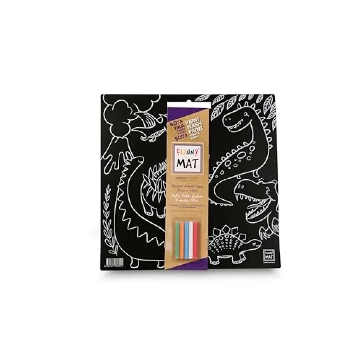 Akademi Çocuk Funny Mat Black (Tebeşirli) Dinazorlar