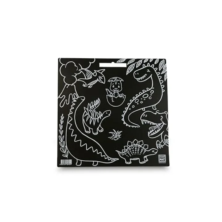 Akademi Çocuk Funny Mat Black (Tebeşirli) Dinazorlar