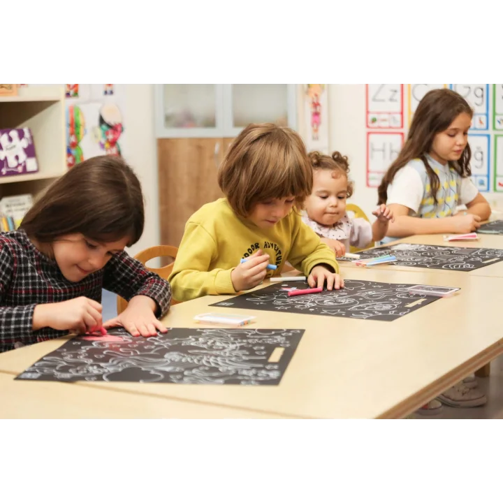 Akademi Çocuk Funny Mat Black (Tebeşirli) Dinazorlar