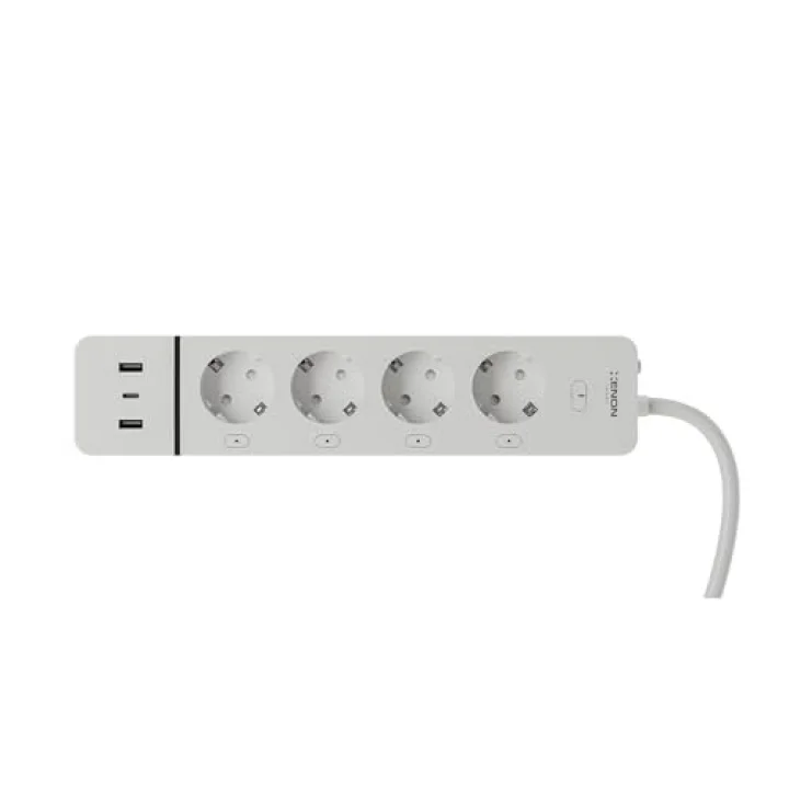 Akıllı Çoklu Priz Wi-Fi 4 AC Çıkışlı 2 USB-A ve 1 USB-C Portlu 7in1 180 cm Kablo Google Home ve Alexa Uyumlu Mobil Uygulama Kontrollü 3680W Güç Kapasiteli X7087