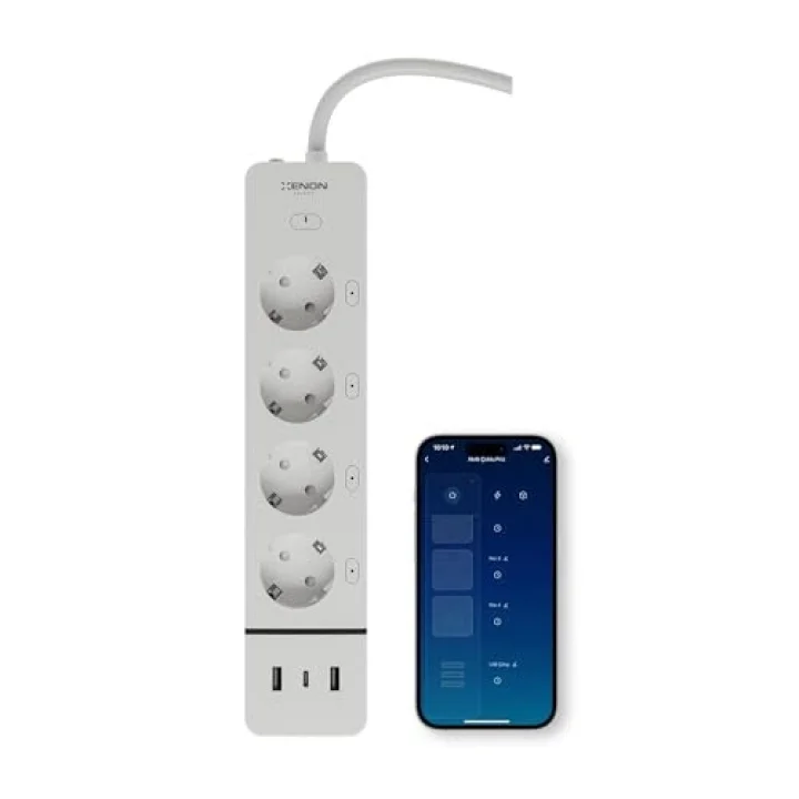 Akıllı Çoklu Priz Wi-Fi 4 AC Çıkışlı 2 USB-A ve 1 USB-C Portlu 7in1 180 cm Kablo Google Home ve Alexa Uyumlu Mobil Uygulama Kontrollü 3680W Güç Kapasiteli X7087