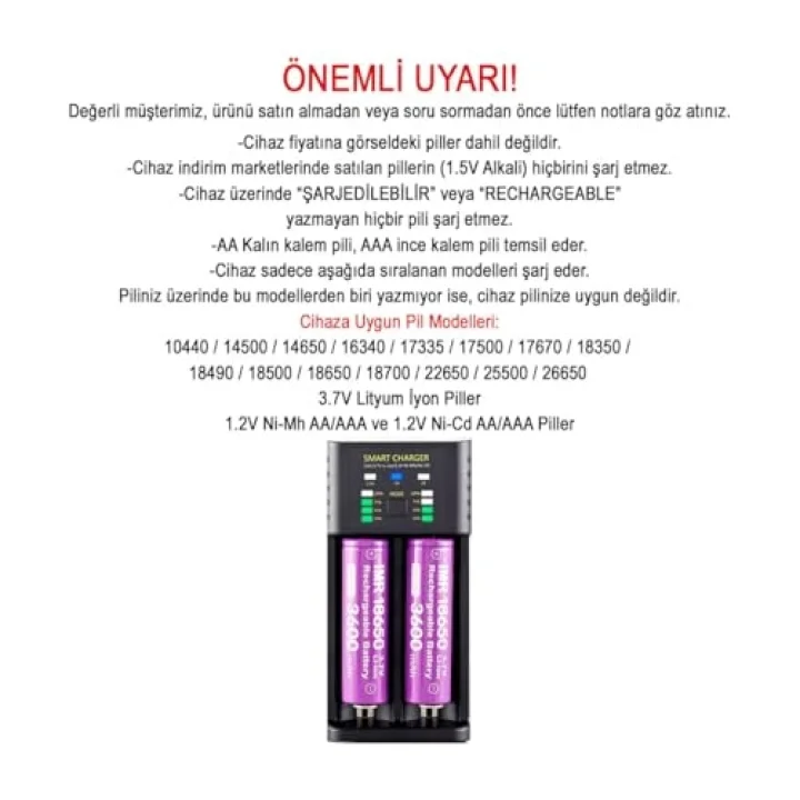 Akıllı Pil Şarj Cihazı Lityum Iyon + Ni Mh + Ni Cd Piller/GT-BC06