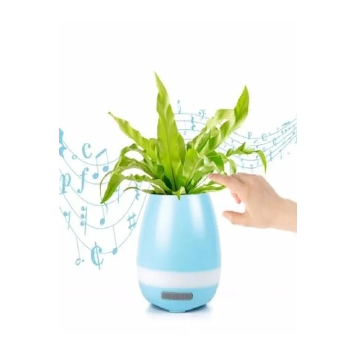 Akıllı Saksı Bluetooth Hoparlör Dokunmatik Işıklı Gece Lambası Mp3 Çalar(MAVİ)