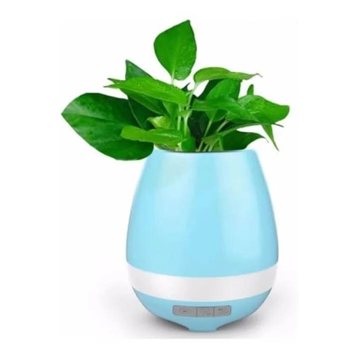 Akıllı Saksı Bluetooth Hoparlör Dokunmatik Işıklı Gece Lambası Mp3 Çalar(MAVİ)