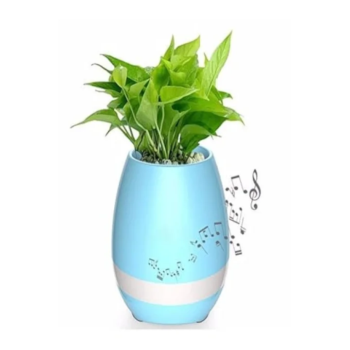 Akıllı Saksı Bluetooth Hoparlör Dokunmatik Işıklı Gece Lambası Mp3 Çalar(MAVİ)