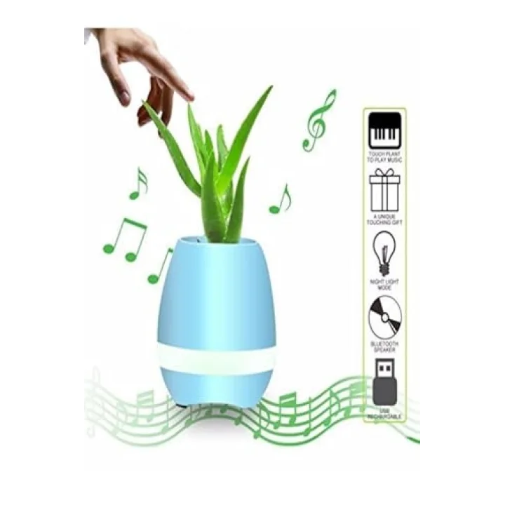 Akıllı Saksı Bluetooth Hoparlör Dokunmatik Işıklı Gece Lambası Mp3 Çalar(MAVİ)