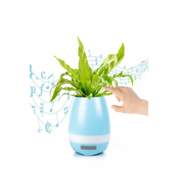 Akıllı Saksı Bluetooth Hoparlör Dokunmatik Işıklı Gece Lambası Mp3 Çalar(MAVİ)