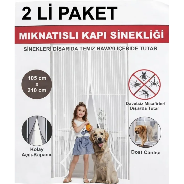 Aksu Beyaz Mıknatıslı Kapı Sinekliği 105x210Cm (2Lİ PAKET)