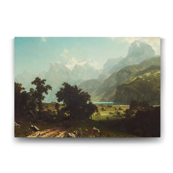 Albert Bierstadt - Lake Lucerne Tablosu - 75x50cm