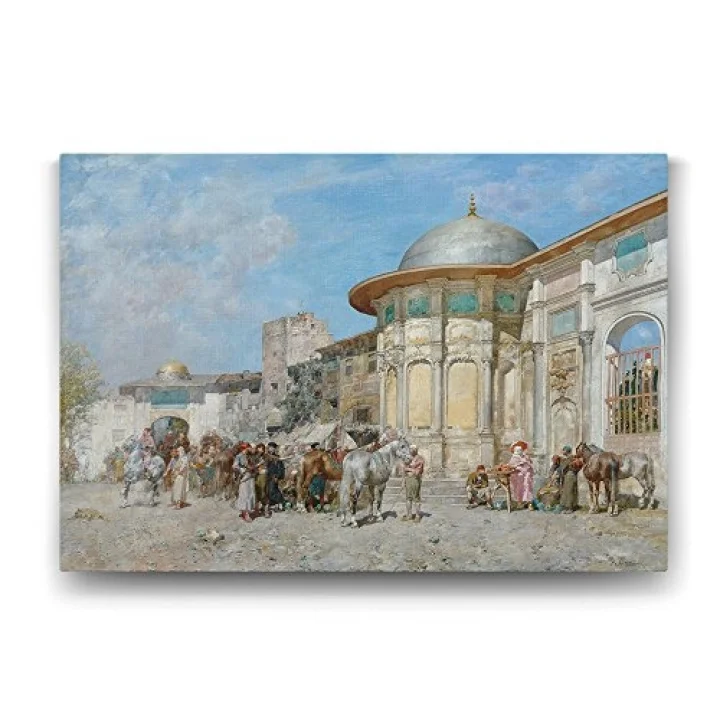 Alberto Pasini - At Pazarı Tablosu - 45x30cm