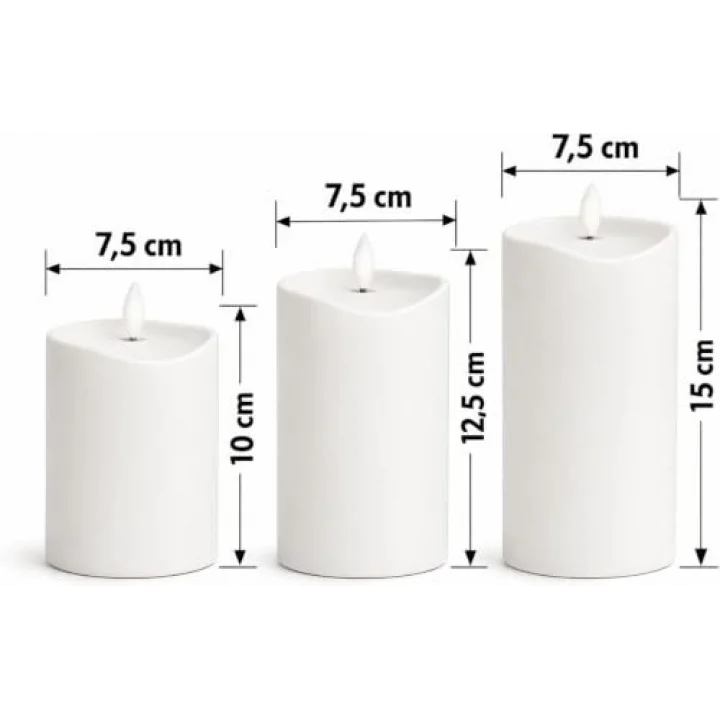 Alev Efektli 3’lü Mum Görünümlü LED Mumlar 3200K Sıcak Sarı Işık, Cata Prag Gerçek Alev Efektli Dekoratif Mum Seti Mum Işığı Görseli Şık Atmosfer Aydınlatması (3×3 AAA – Pil Dahil Değil)