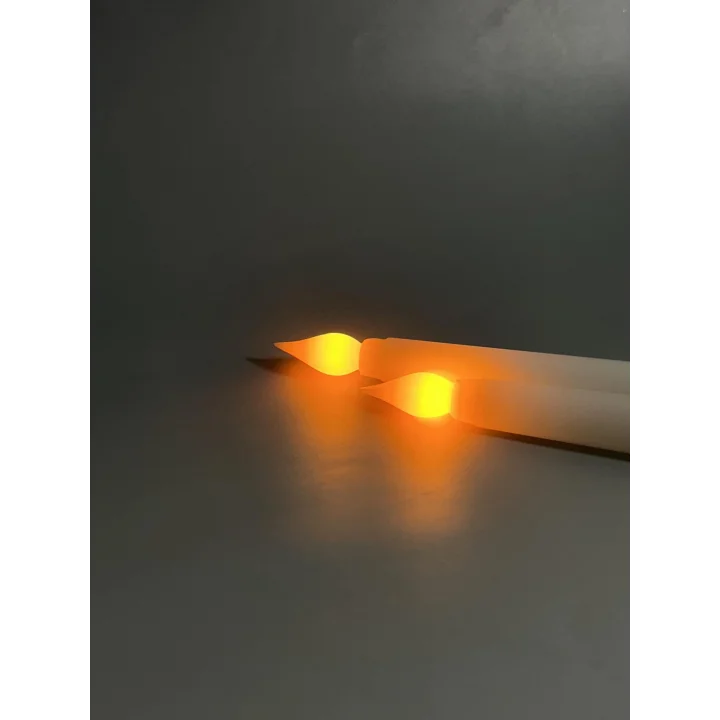 Alevsiz Led Şamdan Mum Pilli - 2 Adet (Pil Hediyelİ) (Beyaz)