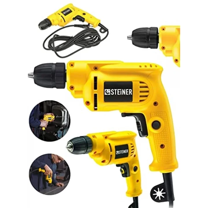 Alman 1400 Watt 10 Mm Professional Bakır Sargılı Kablolu Darbesiz Vidalama Matkap Sarı