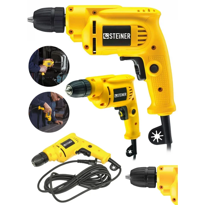 Alman 1400 Watt 10 Mm Professional Bakır Sargılı Kablolu Darbesiz Vidalama Matkap Sarı