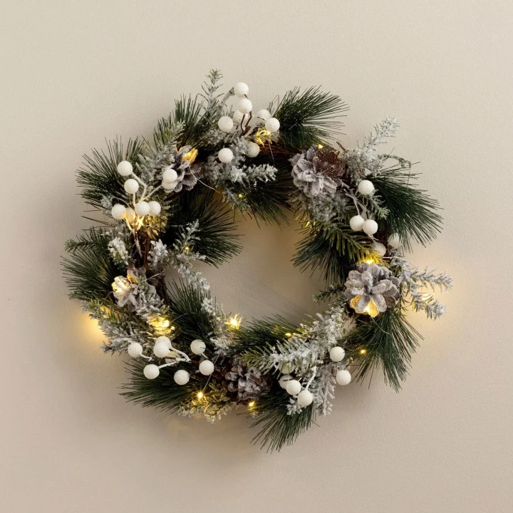 Alod Asılan Çelenk Yılbaşı Dekoru Beyaz/Yeşil