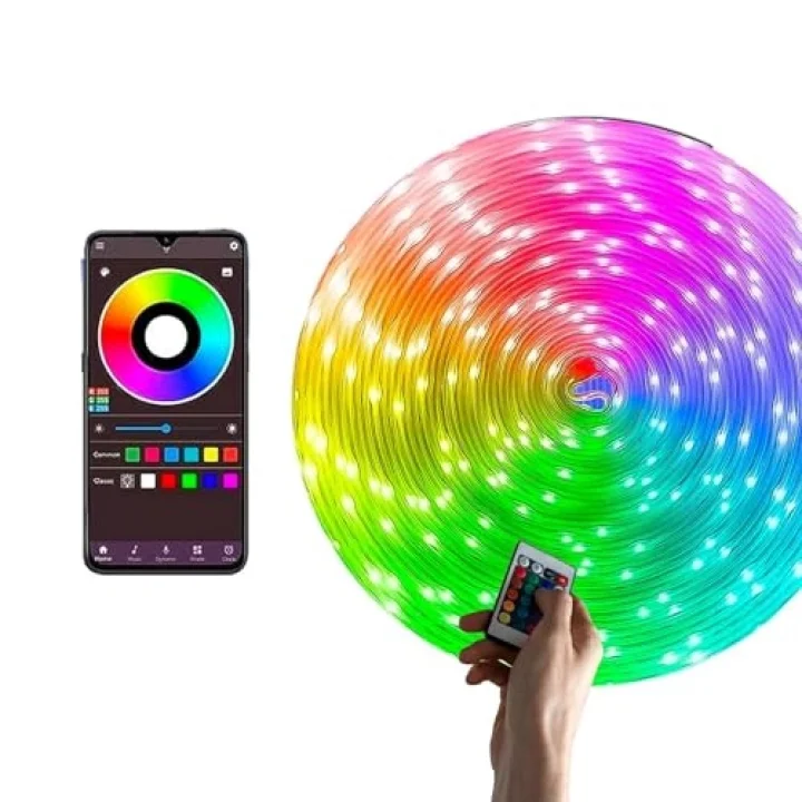 Amber LED Pixel Rgb Magic Peri ışık - 5v Usb Girişli, Bluetooth Uygulamalı, Uzaktan Kumandalı, Müziğe Duyarlı, Suya Dayanıklı, Parti, Yılbaşı, Doğum Günü, Eğlence için (10 Metre)