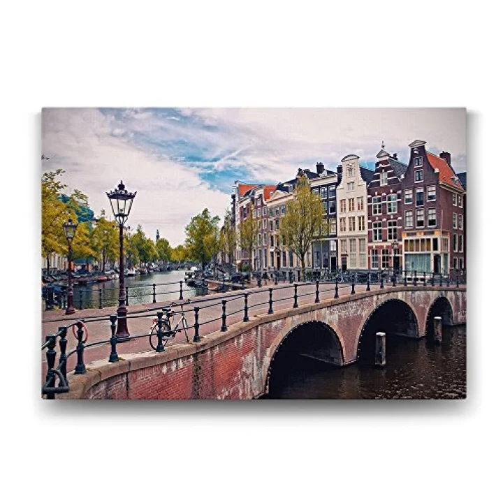 Amsterdam Köprü Kanal Tablosu - 125x80cm