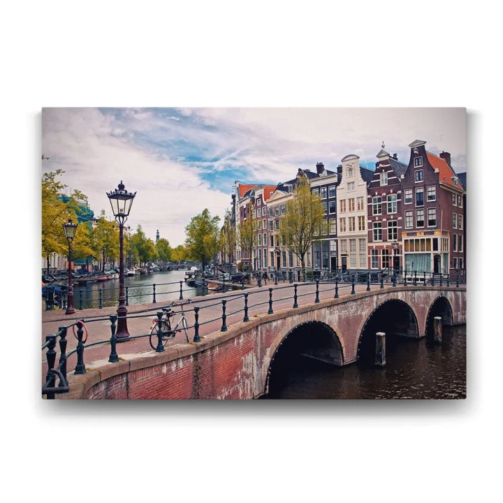 Amsterdam Köprü Kanal Tablosu - 125x80cm