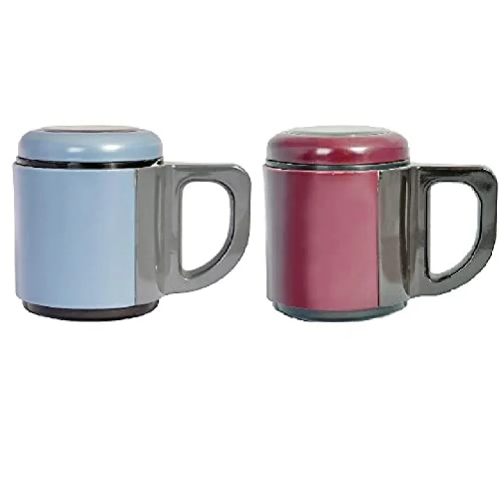 AND430 İçi Çelik Dışı Plastik Kupa Mug, Kırmızı/ Mavi, 500 mg